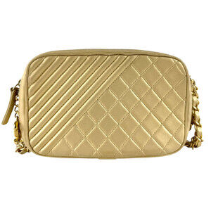 CHANEL Gold Leather Shoulder Bag
